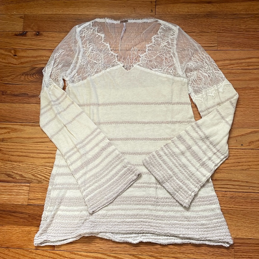 Free People cream lace top